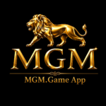 MGM.Game App official logo featuring a golden lion on a black background with premium gold typography.
